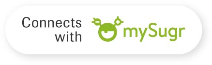 Connects with mySugr app - button